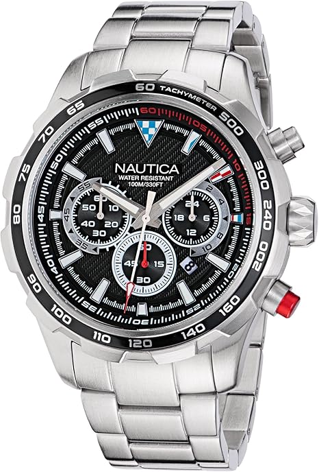 Nautica Men's NAPNSF301 NST Chrono Recycled Stainless Steel Bracelet Watch