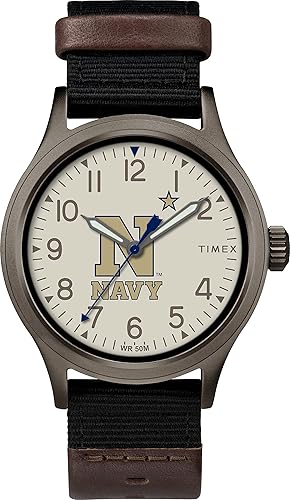 Timex Tribute Men's Collegiate Pride 40mm Watch - US Naval Academy Midshipmen with Black Fastwrap Strap