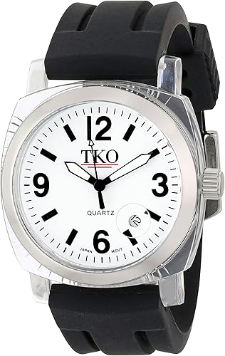 TKO ORLOGI Unisex TK508-WB Milano Plastic Case and Black Rubber Strap Watch