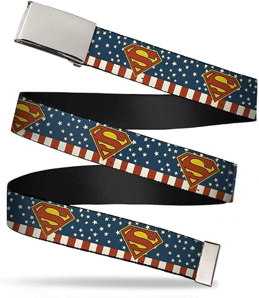 Buckle-Down Men's Web Belt Superman, Multicolor, 1.25