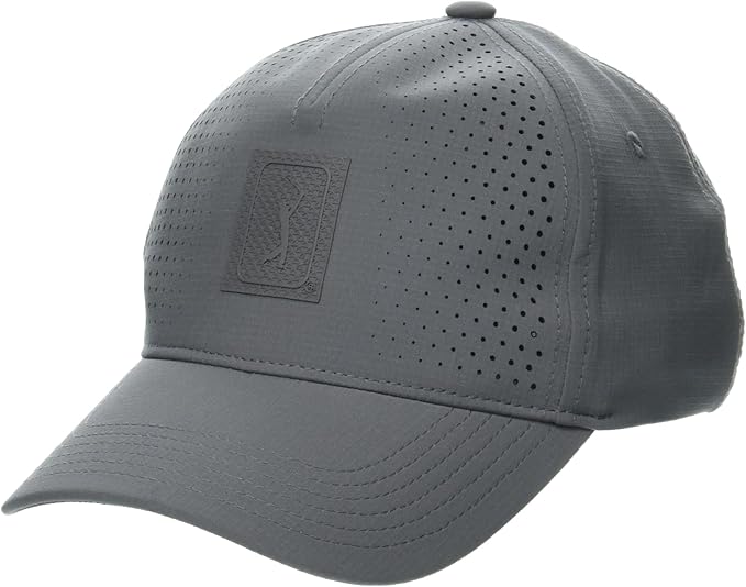 PGA TOUR Men's Ripstop Perforated Golf Cap, Pre-Curved Visor, Breathable and Durable