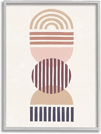 Stupell Industries Abstract Desert Striped Pattern Shapes Stacked Boho Terracotta, Designed by Moira Hershey Gray Framed Wall Art, 24 x 30, Brown