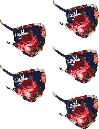 Star Vixen Washable Fashion Face Mask, Navy/Floral, One Size fits All