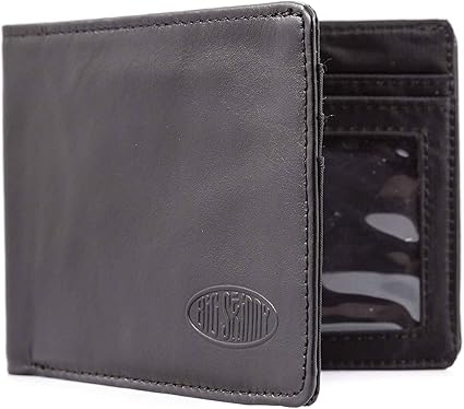 Big Skinny Men's Slimline Leather Bi-Fold Slim Wallet, Holds Up to 25 Cards