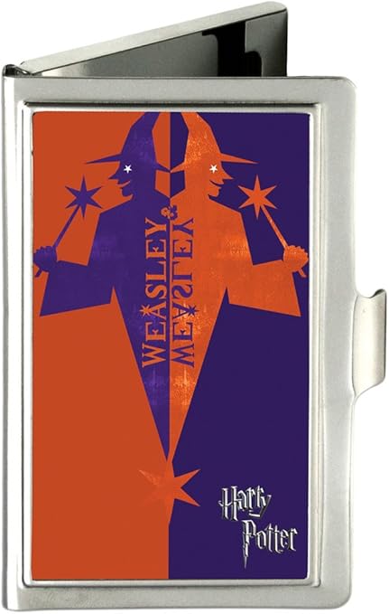 Buckle-Down Business Card Holder - Harry Potter WEASLEY & WEASLEY Wizard Logo Orange-Red/Purple - Small