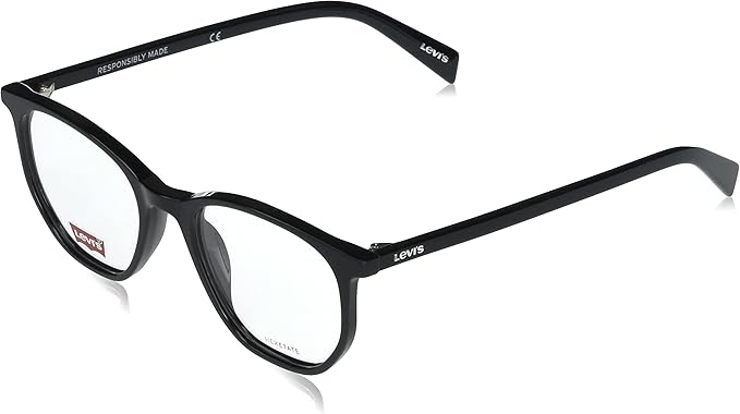 Levi's LV 1002 Square Prescription Eyeglass Frames, Black/Demo Lens, 51mm, 19mm