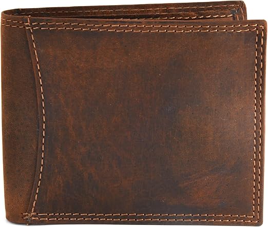 Style N Craft Bi-fold Pass Case Leather Wallet, Full-Grain Leather Wallet for Men and Women, RFID-Protected Wallet with Multiple Card Holders and Flap, 2 Tone Vintage Effect