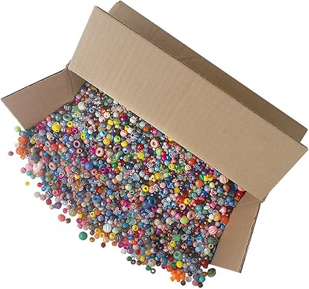 The Beadery Bonanza 5LB of Mixed Craft Beads, Sizes, Plastic, Round, Multicolor