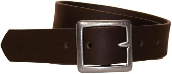 Bison Designs Full Grain Water Buffalo Leather 32mm Standard Leather Belt with Dull Silver Buckle