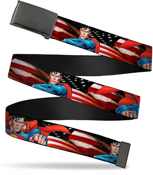 Buckle-Down Men's Web Belt Superman, Multicolor, 1.5