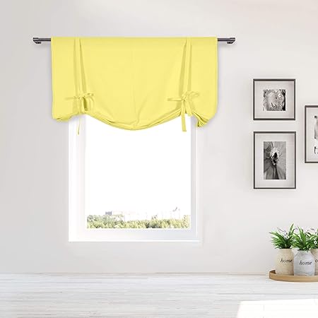 Duck River Textile Kimi Solid Tie Up Curtain, 42x63, Light Yellow