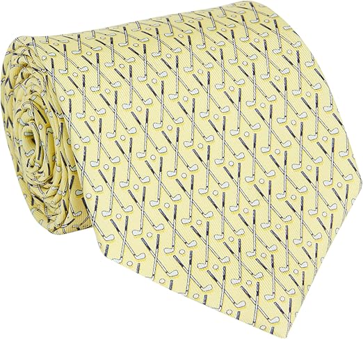 vineyard vines Men's Crossed Golf Clubs Printed Tie, Sunshine Yellow, 58