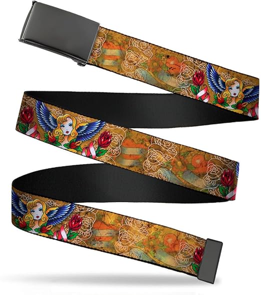 Buckle-Down Men's Web Belt Tattoo Johnny Blonde, Multicolor, 1.5