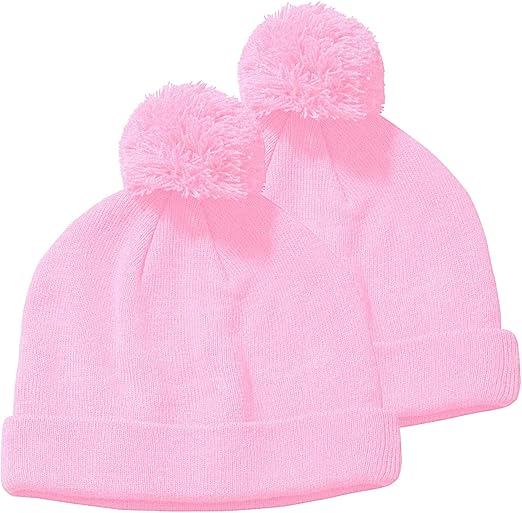 Marky G Apparel Knit Pom Beanie (2 Pack), PINK, OS