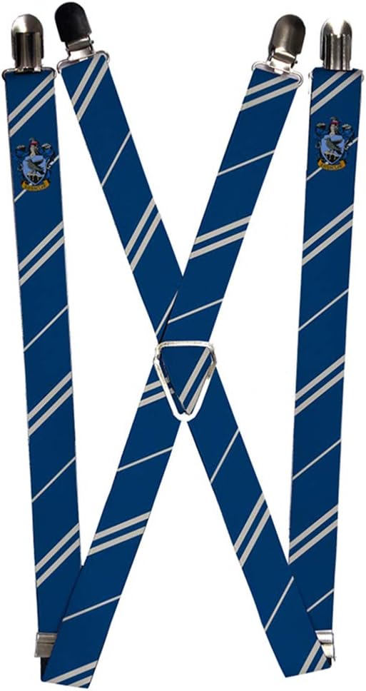 Buckle-Down Suspenders-Ravenclaw Crest/Stripe Blue/Gray