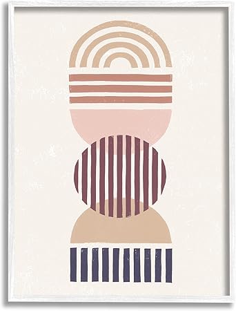 Stupell Industries Abstract Desert Striped Pattern Shapes Stacked Boho Terracotta, Designed by Moira Hershey White Framed Wall Art, 11 x 14, Brown