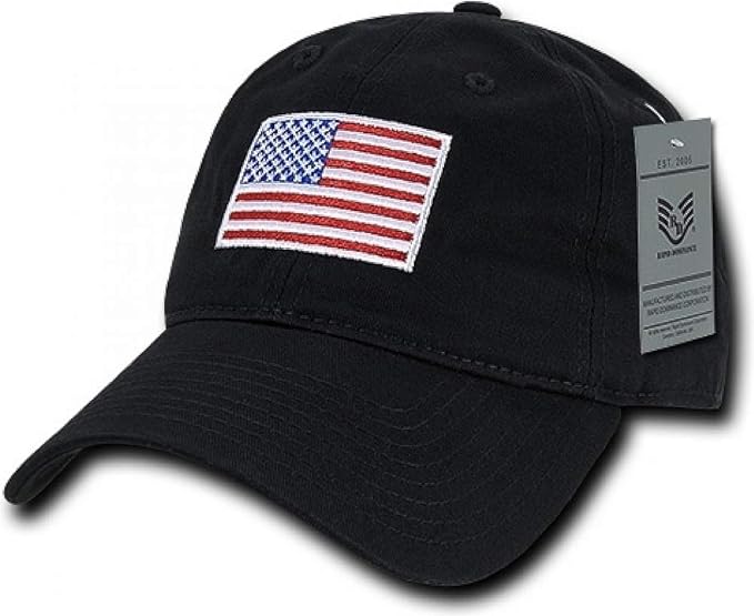 Rapiddominance A03-USA-BLK Relaxed Graphic Cap, Original USA Flag, Black