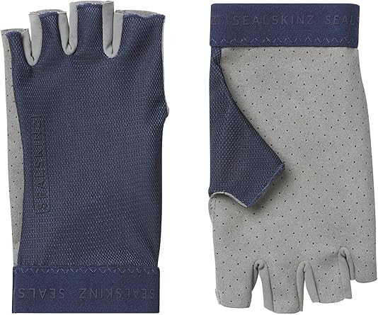 SEALSKINZ Brinton Perforated Palm Fingerless Glove, Navy, S