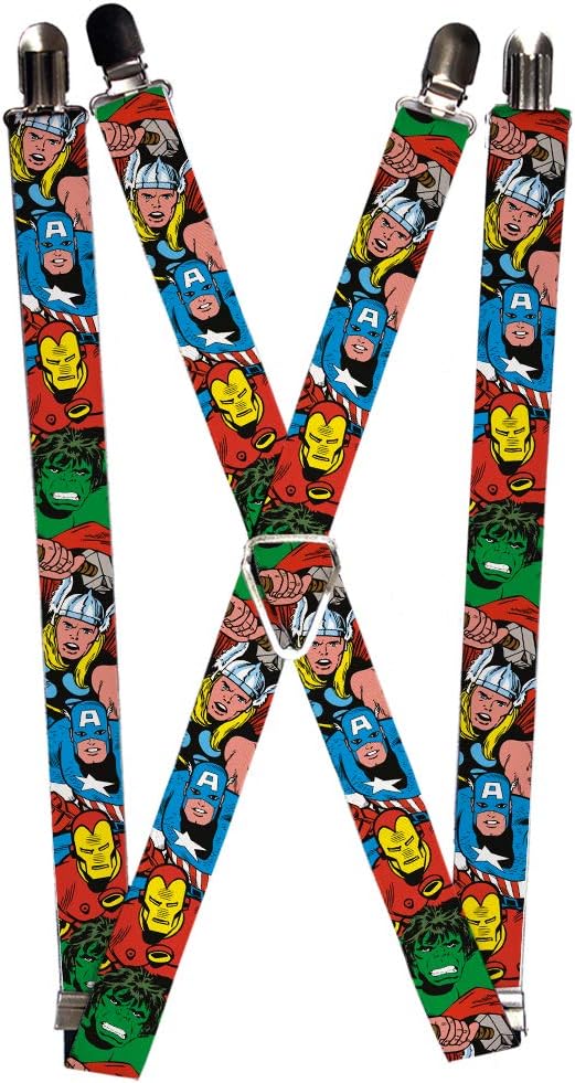 Buckle-Down Men's Suspenders-Marvel Superhero Comic Blocks