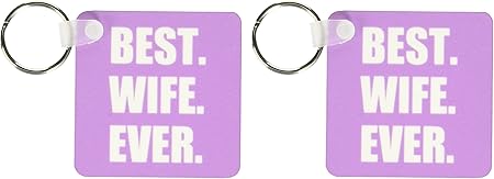 3dRose Purple Best Wife Ever - bold anniversary valentines day gift for her - Key Chains, 2.25 x 4.5 inches, set of 2 (kc_179737_1)