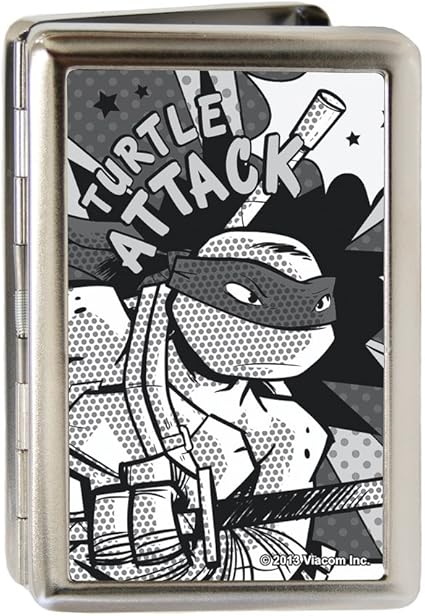 Buckle-Down Metal Wallet-Leo Action Pose/Turtle Attack Brushed Silver