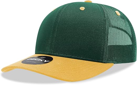 DECKY Standard 6 Panel Mid Profile Structured Cotton Blend Trucker, for/GLD, Multi