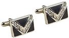 Stacy Adams Men's Square Silver Black Enamel with Rhinestone