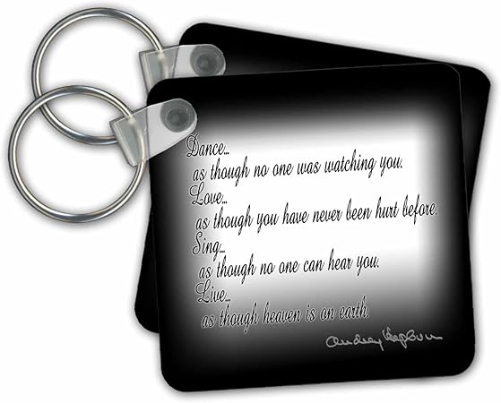 3dRose Famous quote, black and white - Key Chains, 2.25 x 2.25 inches, set of 2 (kc_171874_1)