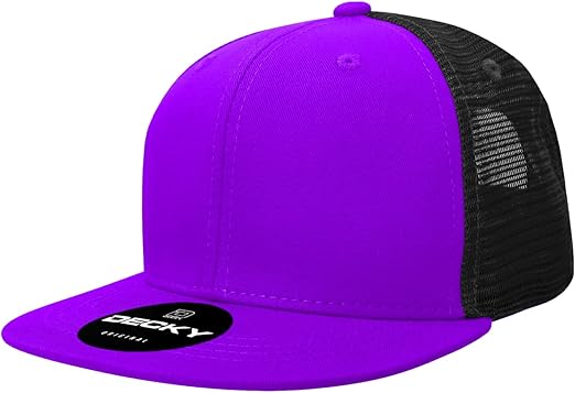 DECKY Standard 6 Panel High Profile Structured Acrylic/Polyester Trucker, Purple/Black