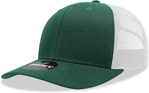 DECKY Standard 6 Panel Mid Profile Structured Cotton Blend Trucker, for/WHT, Multi