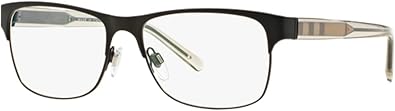 Burberry BE 1289 1007 Black Metal Rectangle Eyeglasses 55mm