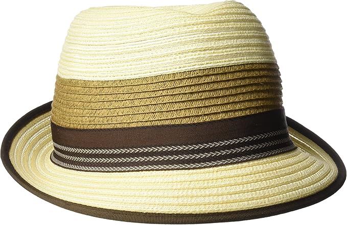 Henschel Hats Men's Crushable Braided Strips Fedora with Contrasting Loop Band