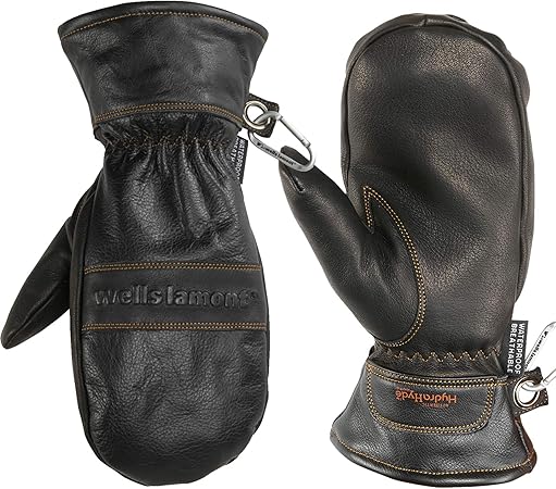 Wells Lamont - 7668LK Men's Black HydraHyde Leather Winter Mittens, Waterproof Insert, Large ( 7668K)