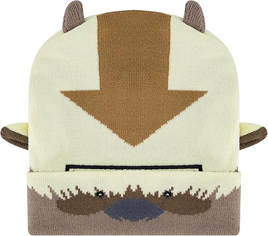 Avatar The Last Airbender Beanie Hat, Appa Knit Roll Down Cuffed Winter Cap, Multi, One Size