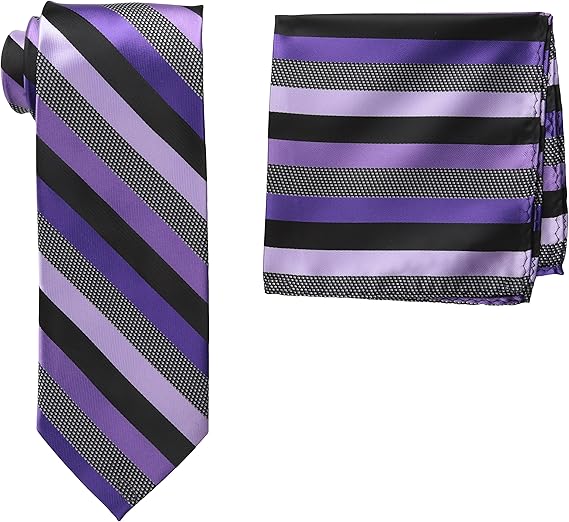 Stacy Adams Men's Tall Plus Size Microfiber Stripped Tie Set Extra Long