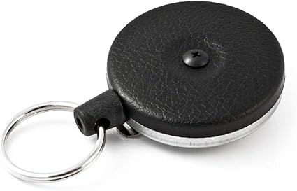 KEY-BAK Original Retractable Key Holder Keychain with a Black Front, Steel Belt Clip, and Split Ring