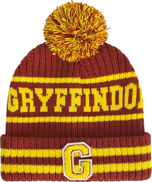 Concept One Harry Potter Beanie Hat, Hogwarts Collegiate Winter Knit Cap with Cuff and Pom