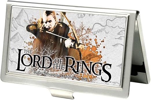 Buckle-Down Business Card Holder - THE LORD OF THE RINGS Legolas Shooting Pose/Map Grays/Browns - Small