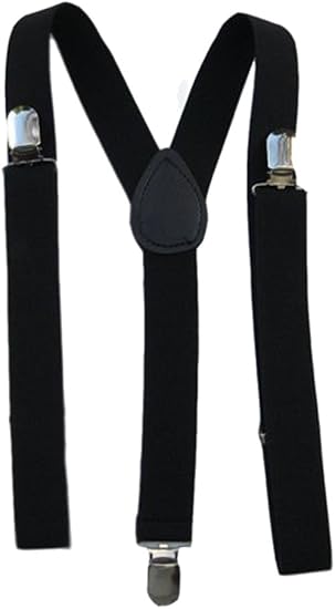 Mens / Womens One Size Suspenders Adjustable - (Various Neon Colors) Black