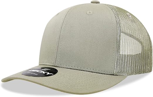 DECKY Standard 6 Panel Mid Profile Structured Cotton Blend Trucker, LOD, Beige