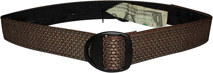 Bison Designs Crescent Money 38mm USA Made Gunmetal Buckle Travel Belt, Brickyard, Large/42-Inch