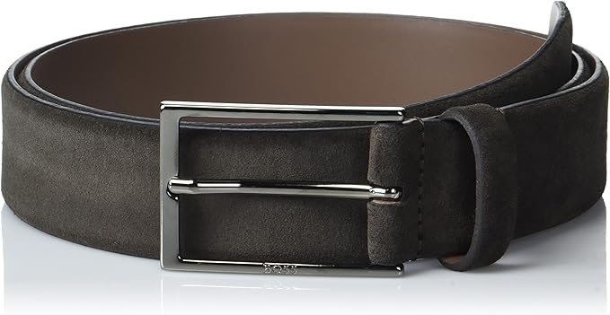 BOSS Hugo Men's Soft Suede Leather Belt, Dark Chocolate, 40