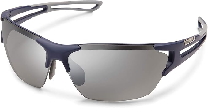 Suncloud Cutback Polarized Sunglasses, Matte Blue, Silver Mirror/Contrast