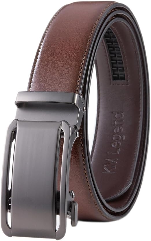 KM Legend Leather Automatic Buckle Ratchet Dress Belt for Men Customizable Fit