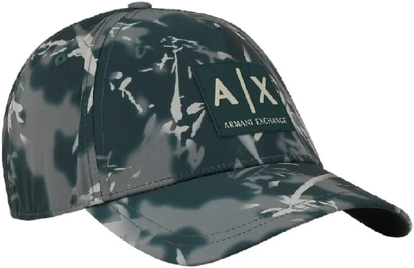 A|X ARMANI EXCHANGE Allover Camo Printed Hat, Green, One Size