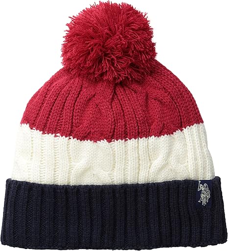 U.S. Polo Assn. Men's Color Block Cuff Pom Beanie, Navy, One Size