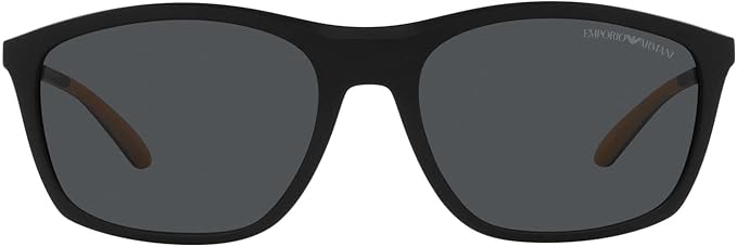 Emporio Armani Men's EA4179F Low Bridge Fit Square Sunglasses, Matte Black/Dark Grey, 59 mm