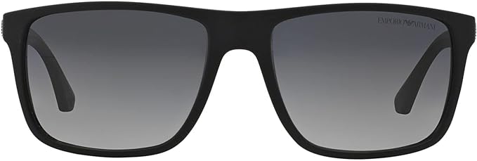 Emporio Armani Men's EA4033 Square Sunglasses, Rubber Black and Grey/Gradient Grey Polarized, 56 mm