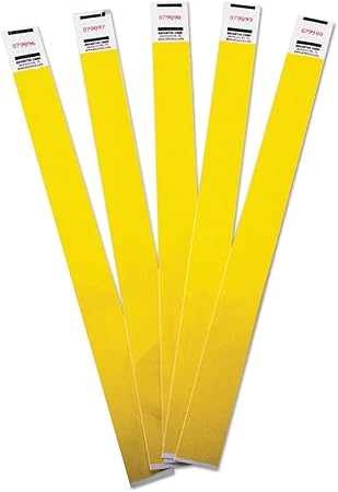 ADVANTUS Crowd Management Tyvek Wristbands, Sequentially Numbered, Yellow, Pack of 100 (75444)