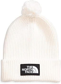 THE NORTH FACE TNF Logo Box Pom Beanie Gardenia White One Size